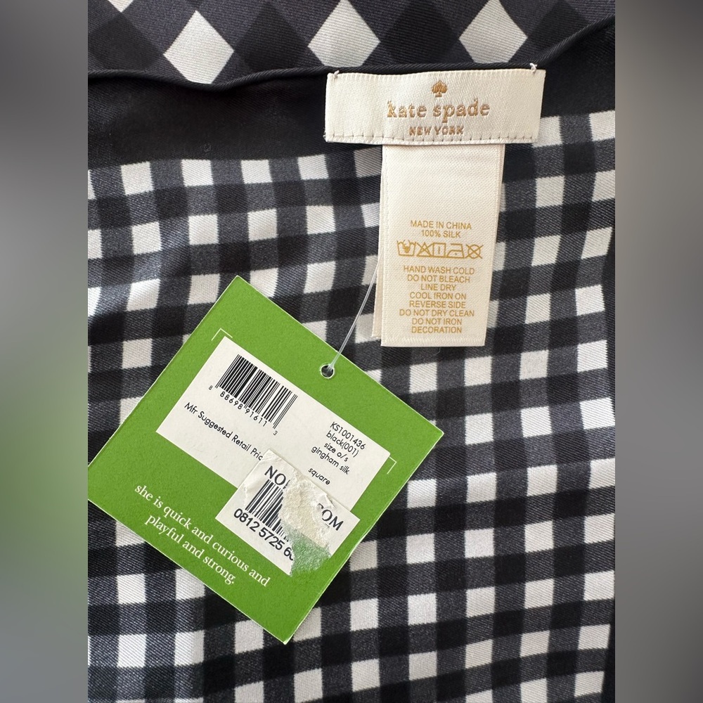Kate Spade Black & White Gingham scarf